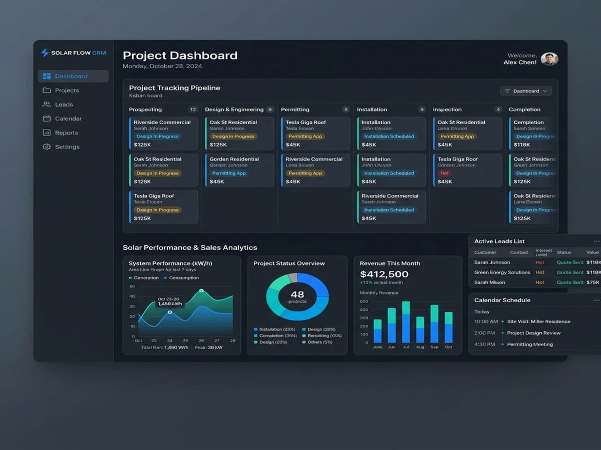 Solset CRM dashboard / app screenshot