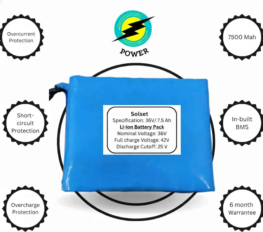 36V 7.5Ah Lithium-ion Rechargeable Battery Pack